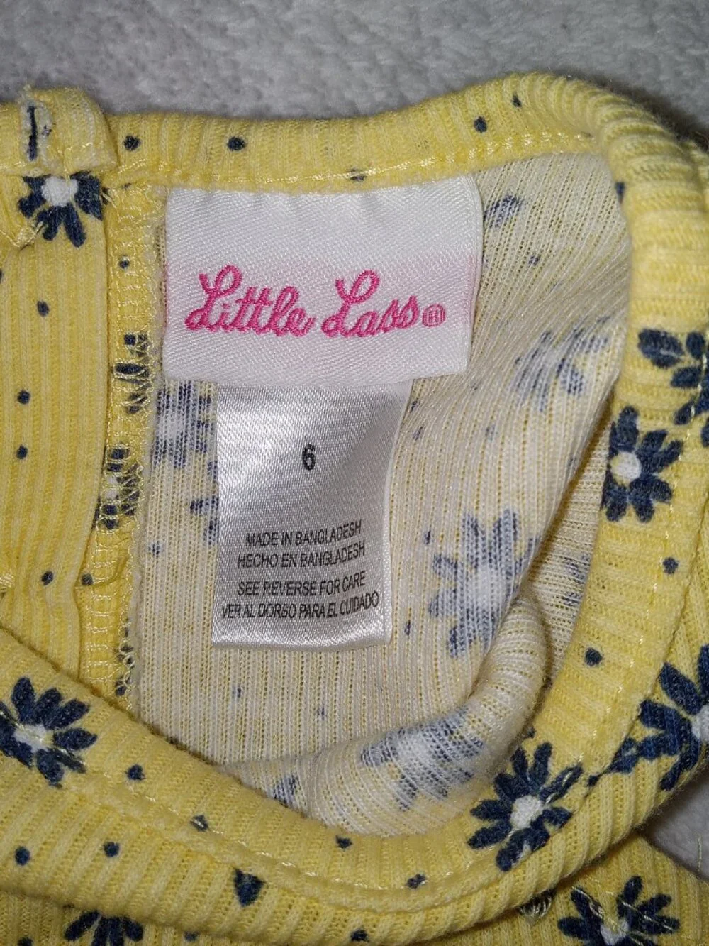 Little Lass Girls Daisy Denim Overall Shorts Set Yellow Top Size 6 - Picture 8 of 12